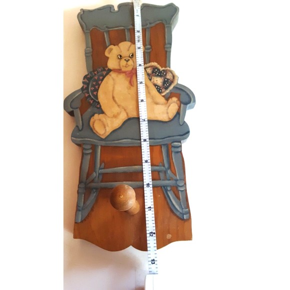 Bear Rocking Chair Multipurpose Coat Backpack Robe Hanger Hook Farmhouse Cottage - Picture 2 of 6
